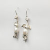 White pearl silver dragon earrings