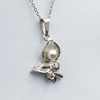 White Pearl and flower silver Necklace